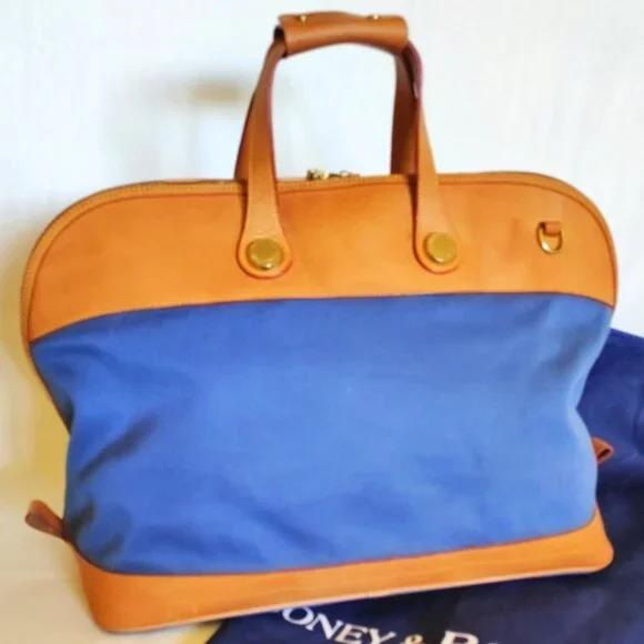Dooney & Bourke Vintage Lg Cabriolet Zip Around Canvas/Leather Travel Bag - Blue - Picture 5 of 16